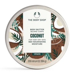The Body Shop Nourishing Coconut Oil Body Butter for Dry Skin – Ultra-Rich Body Moisturizer & Hydrating Body Cream for Women, 200ml