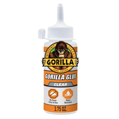 Gorilla Glue Clear, Liquid, Non-Foaming, Water Resistant, Indoor & Outdoor, Versatile Bonding Usage, Easy Application Nozzle, 3.75oz/110ml Bottle, (Pack of 1)