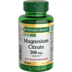 NATURE'S BOUNTY Magnesium Citrate, 200 mg, Helps In The Development Of Bones & Teeth, Heart Muscle Function, Maintains Electrolyte Balance, Supports Muscle Function & Tissue Formation, Tablets, 128.8 g