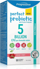 Progressive Perfect Probiotic Kids Chewable 5B, 60 Count Cherry Berry Flavour