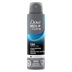 Dove Men+Care Dry Spray Antiperspirant for 72H Protection, Anti-White Marks, Anti-Yellow Stains, Stain Defense Clean, 107 g
