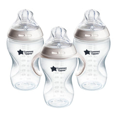 Tommee Tippee Natural Start Baby Bottle, 11oz, Thicker Feed, Breast-Like Nipple For Babies 6 Months+, Clear, 3 Count