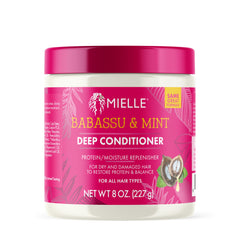 Mielle Organics Babassu & Mint Deep Conditioner with Protein, Moisturizing & Conditioning Deep Treatment, Hydrating Repair for Dry, Damaged, & Frizzy Hair (8 Oz)