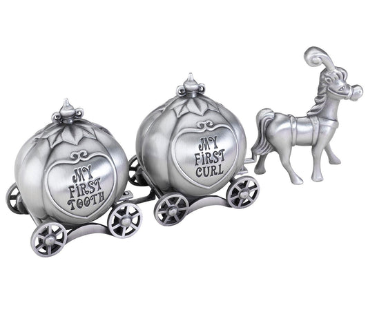 Lillian Rose Keepsake Pewter Tooth and Curl Box, Fairytale Coach, 2" x 5"