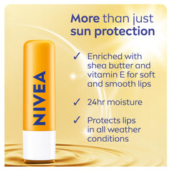 NIVEA Sun Lip Balm SPF 30 Lip Balm Stick, 24-Hour Hydrating Lip Balm with Sun Protecction, Shea Butter and Moisturizing Oils to Soothe Dry Chapped Lips, 2 x 4.8g Stick