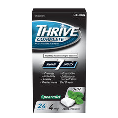 Thrive Complete Nicotine Replacement Gum, 4mg Extra Strength, Spearmint, 24 Count