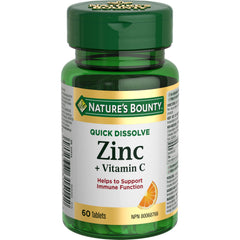 NATURE'S BOUNTY Vitamin C + Zinc, 60 Quick Dissolve Tablets, 45 g