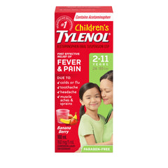 Tylenol Children's Medicine, Fast Effective Relief Fever & Pain, Banana Berry Liquid, Pack of 1, 100mL