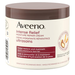 Aveeno Intense Relief Moisture Repair Cream, Shea Butter, Triple Oat, Extra Dry Skin Moisturizer, Fragrance Free, 306mL