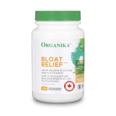 Organika Canadian-Made Bloat Relief- Helps Relieve Bloating and Flatulence- Herbal Blend of Sweet Fennel, Turmeric, and Milk Thistle- Digestive Support- 120vcaps