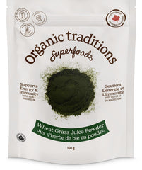 Organic Traditions Organic Wheat Grass Juice Powder, Canadian Owned, Vegan Non-GMO Organic Superfood Wheat Grass Powder 5.3oz (150g) Bag 18 servings per bag