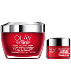 Olay Face Moisturizer, Regenerist Micro-Sculpting Cream for Women, Fragrance-Free - Hydrating, Anti-Aging, Anti-Wrinkle, Firming Skin Care - Hyaluronic Acid, Niacinamide, Amino Peptides, 50 + 15mL Travel Size, 65 mL Total