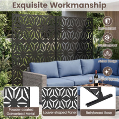 72 inchesH x 48 inchesW Freestanding Fence Panel with Stand and Expansion Bolts-Black