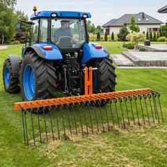 72 inches Pine Straw Rake with 30 Metal Coil Tines for Grass-Orange