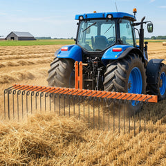72 inches Pine Straw Rake with 30 Metal Coil Tines for Grass-Orange