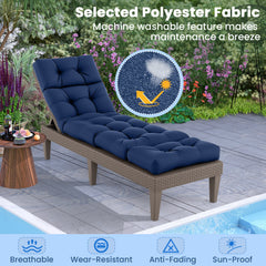 73 inchesx22 inches Outdoor Lounge Chaise Cushion with High Back String Ties Set of 2-Navy