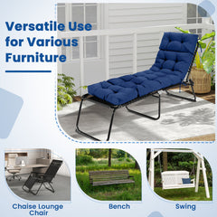 73 inchesx22 inches Outdoor Lounge Chaise Cushion with High Back String Ties Set of 2-Navy