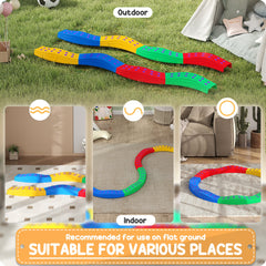 8PCs Kids Balance Beam Stepping Stones w/ Non-slip Foot Pads