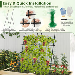 74 Inch Tall Garden Trellis for Flower Vine Vegetable Fruit Pea-Black