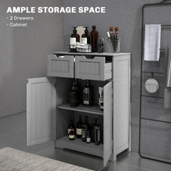 Bathroom Cabinet, Bathroom Storage Cabinet with 2 Drawers, Adjustable Shelf for Living Room, Entryway, White
