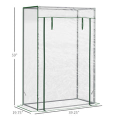 40"L x 20"W x 59"H Walk-in Garden Greenhouse with Steel Frame Outdoor Hot House Tomato Plant Warm House w/ Roll up Door, Plastic Cover, Clear