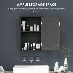 Bathroom Mirror Cabinet, Wall Mounted Medicine Cabinet with Door and Shelves, White