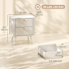 Modern Nightstand Set of 2, Bedside Table with 2 Drawers, Side End Table for Bedroom, Living Room, White Wood Grain