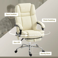Massage Office Chair, Reclining Executive Office Chair with 6-Point Vibration, Footrest and High Back, Black