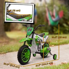 Kids Dirt Bike 12V Battery-Powered Ride-On Electric Motorcycle with Charging Battery, Training Wheels Blue