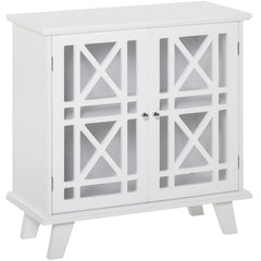 Storage Cabinet with Fretwork Doors and Shelf, Modern Freestanding Sideboard, Buffet, Blue