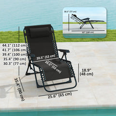 Folding Zero Gravity Chair, 5-Position Adjustable Outdoor Lounge Chair Recliner with Headrest, Beige