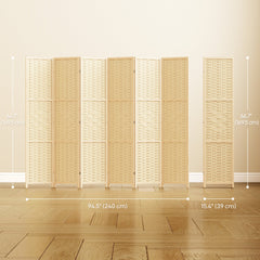 4-Panel Room Divider, 5.6 FT Bamboo Freestanding Folding Privacy Screen for Indoor Bedroom Office, Natural Wood