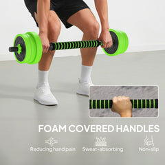 44lbs 4-in-1 Adjustable Weight Dumbbell Set, Barbell, Kettlebell, Push Up Stand, Green