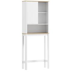 Over The Toilet Storage Cabinet, Bathroom Space Saver Cabinet with Adjustable Shelf, Bathroom Organizer, White