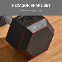 50lbs Rubber Hex Dumbbell, Weight Dumbbell Hand Weight Barbell for Body Fitness Training for Home Office Gym, Black