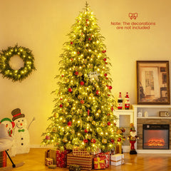 8 FT Pre-Lit Artificial Christmas Tree, Dual Layer TPE and PVC, 1470 Tips, 470 Warm White LEDs