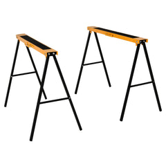2PCS Saw Horse Twin Pack Folding Workbench Metal Trestle Stands with Non-slip EVA Surface Orange