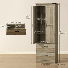 67" Tall Kitchen Pantry Storage Cabinet, Kitchen Pantry Cabinet with Doors, Drawers and Adjustable Shelves, Black