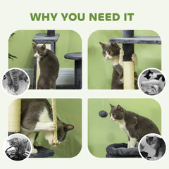 53" Cat Tree, Cat Tower with Scratching Posts, Cat Condo, Beds, Platforms, Toy Balls for Indoor Cats, Dark Grey