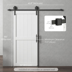 36inx84in Barn Door with 6FT Sliding Door Hardware Kit, Handle, Upgraded Rollers and Floor Guide, Waterproof, White