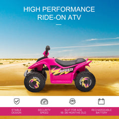 Kids Ride on ATV, 6V Battery Powered Quad Car with Forward, Reverse Switch, for Boys Girls 18-36 Months, Black