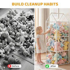 Stuffed Animal Storage Organizer, Teddy Toy Storage Organizer with Waterproof Bottom for Playroom, Nursery, 47x47x132cm