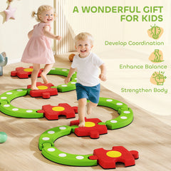 Kids Balance Beam Stepping Stones with Non-slip Surface for Kids 3-8, Build Coordination and Gross Motor Skills, Green