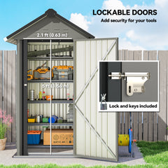 Outdoor Storage Shed with Lockable Door, Metal Garden Shed with 4 Vents for Backyard Patio