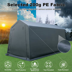 8.3 x 14 Feet Outdoor Storage Shed with Roll-Up Zipper Door-Green