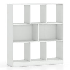 8-Cube Bookcase 3-Tier with 2-Sized Compartments and Anti-Tip Kits for Living Room-White