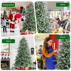 8 FT Hinged Artificial Spruce Christmas Tree with 1658 Mixed PE and PVC Tips, 5 FT Wide, Unlit