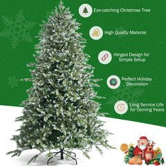 8 FT Hinged Artificial Spruce Christmas Tree with 1658 Mixed PE and PVC Tips, 5 FT Wide, Unlit