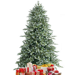 8 FT Hinged Artificial Spruce Christmas Tree with 1658 Mixed PE and PVC Tips, 5 FT Wide, Unlit