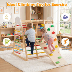 8-in-1 Foldable Indoor Jungle Gym for Kids with Swing and Monkey Bars-Colorful